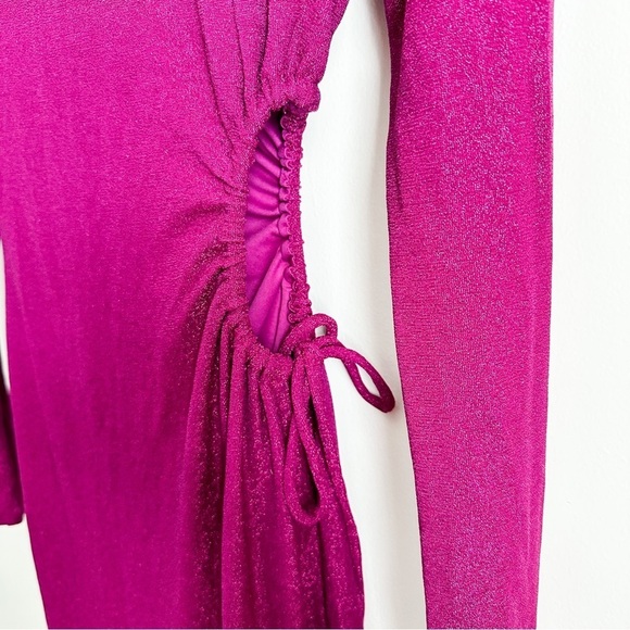 NWT Wayf Veronica Cut Out Midi Dress in Magenta Shimmer sz XS - Picture 12 of 15